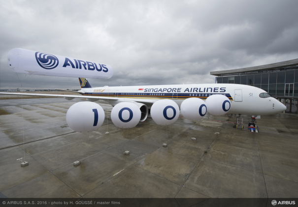 エアバス納入1万機目のシンガポール航空A350-900